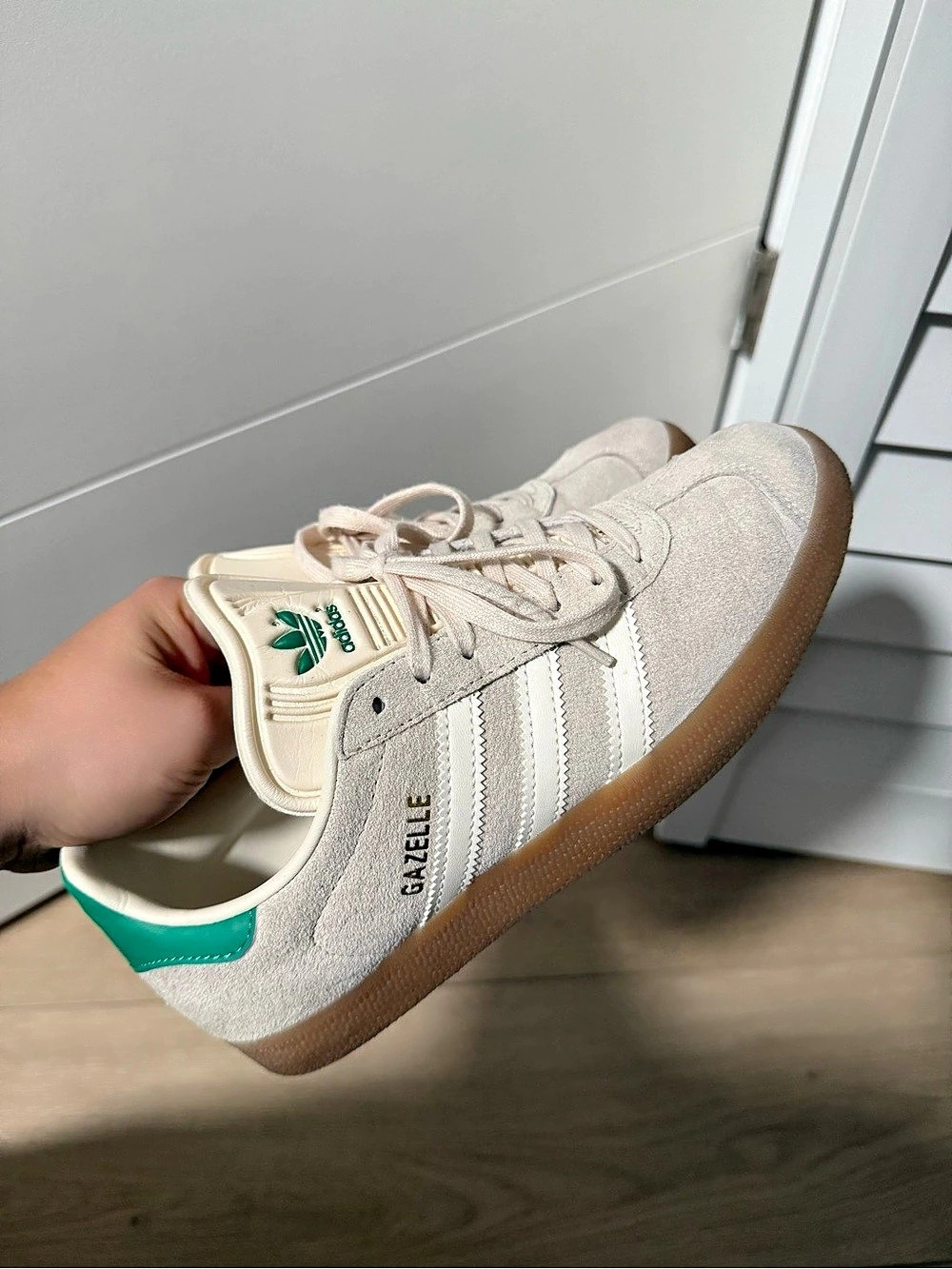 Adidas Gazelle Beige Cream Green Suede Sneakers